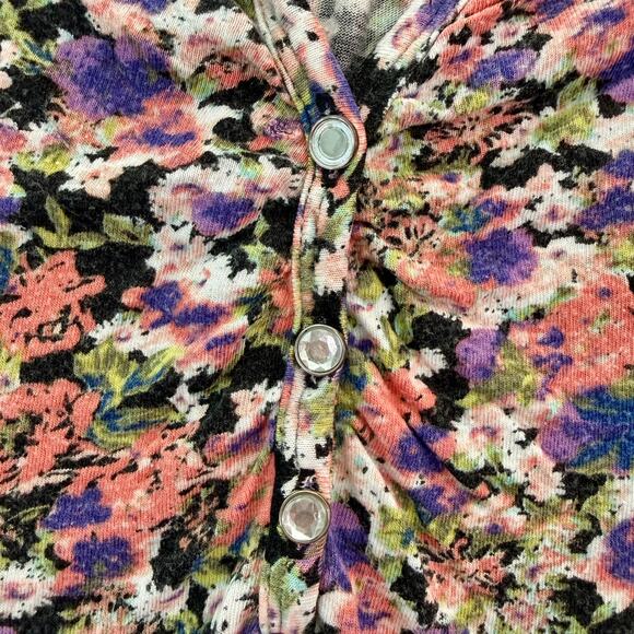 VTG Y2K Candie's Top Women's Medium Floral Print Cap Sleeves 90s 00s Cute Flirty - Picture 3 of 10